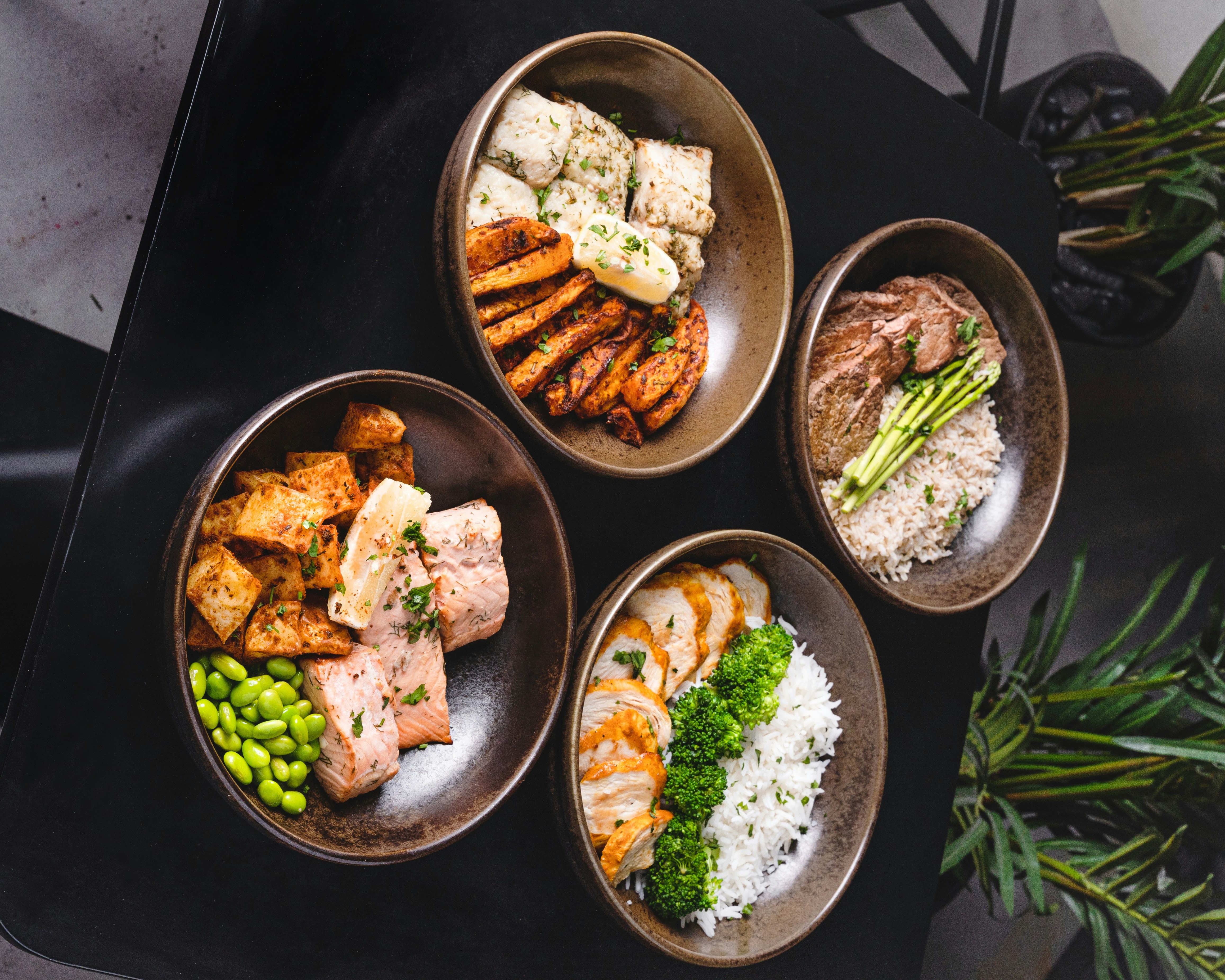 Rotated overhead food flatlay